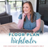 A smiling woman with a laptop on a patio. Text: "Floor Plan Kickstarter for Confident Decorating® Students. Available only at My Homier Home.