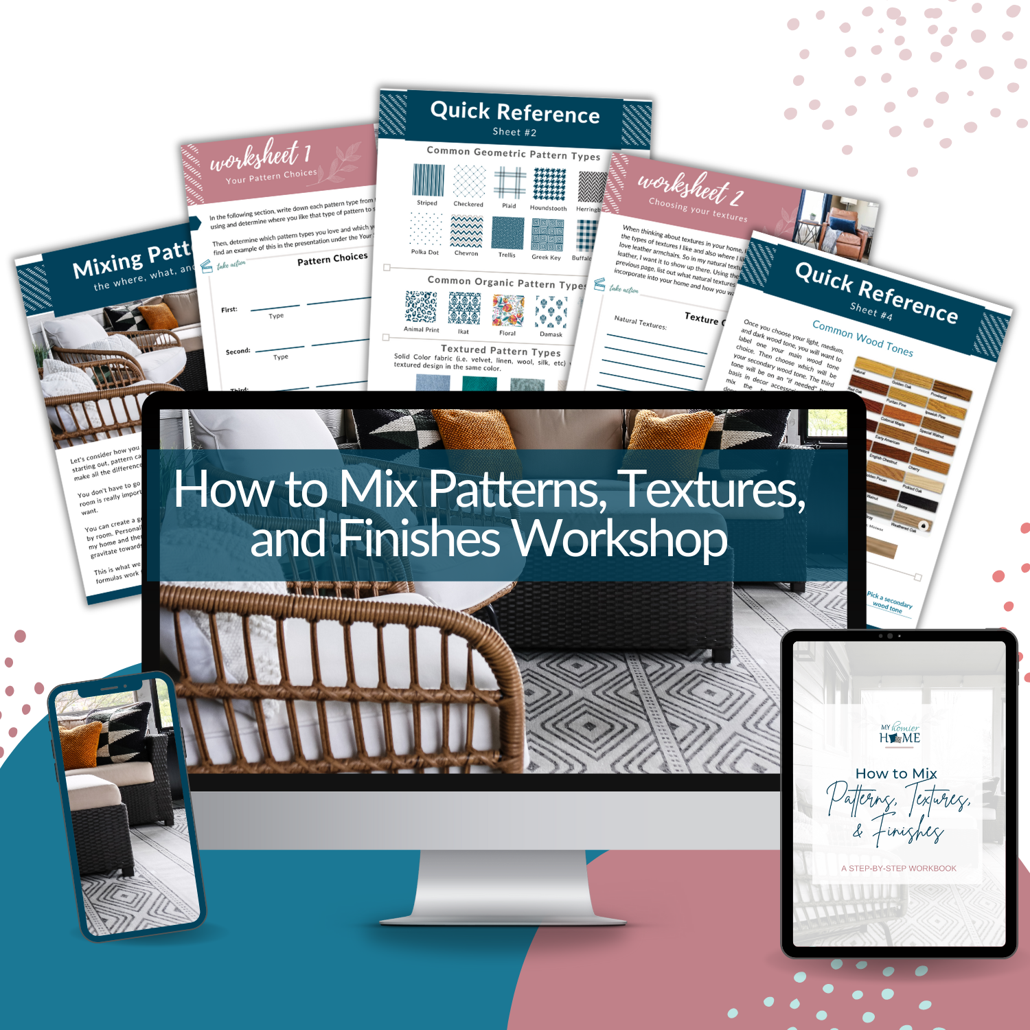 Learn the art of mixing patterns, textures, and finishes at our exclusive My Homier Home Create Your Style Profile Workshop Bundle. Gain valuable insights on creating a captivating style profile for your space and making confident decorating decisions. Don&