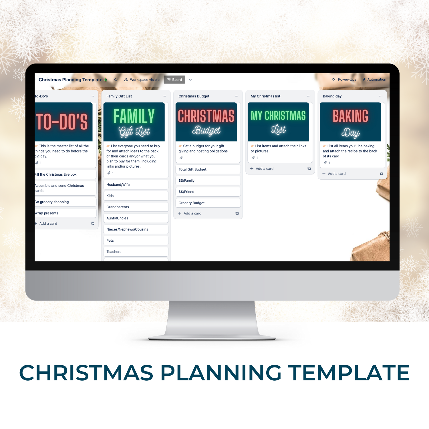 My Homier Home Christmas Planning Trello Template.
