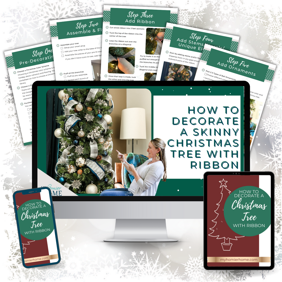 Learn how to decorate a skinny Christmas tree with ribbon using the &quot;How to Decorate Your Christmas Tree Like a Pro&quot; tutorial by My Homier Home. Create a stunning and cohesive look by incorporating a color theme into your Christmas tree decor.